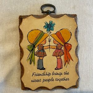 Vintage 1970’s Friendship Wooden Plaque Gift Paula Cutes